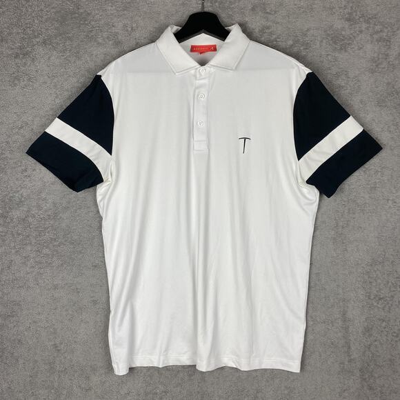 Redvanly Polo Shirt Mens Medium White Black Performance Golf Short Sleeve Soft - Picture 1 of 16